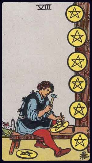 Tarot card Eight of Pentacles