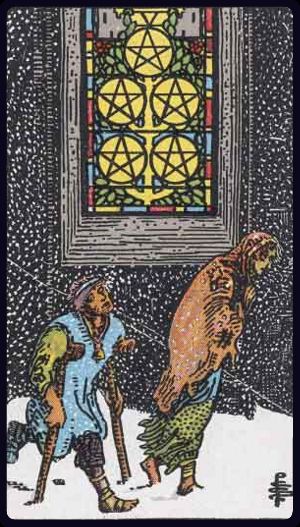 Tarot card Five of Pentacles