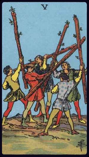 Tarot card Five of Wands