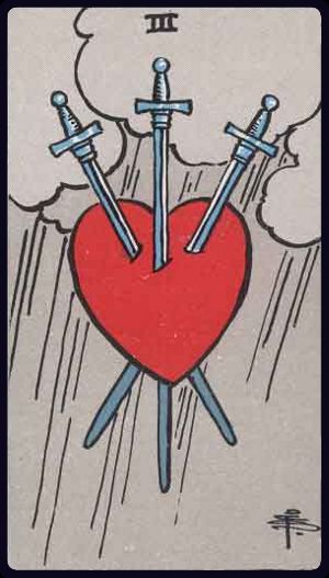 Tarot card Three of Swords